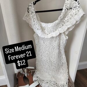 Forever 21 Cream Lace Off-Shoulder Dress